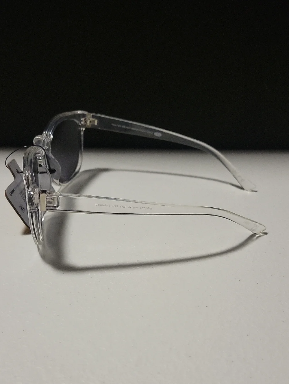 Foster Grant Clear Frame Sunglasses with Gray Polarized Lenses